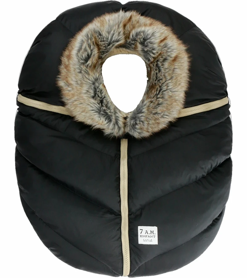 7 A.M. Enfant Cocoon Car Seat Cover - Black Faux Fur 1 7 A.M. Enfant Cocoon Car Seat Cover - Black Faux Fur
