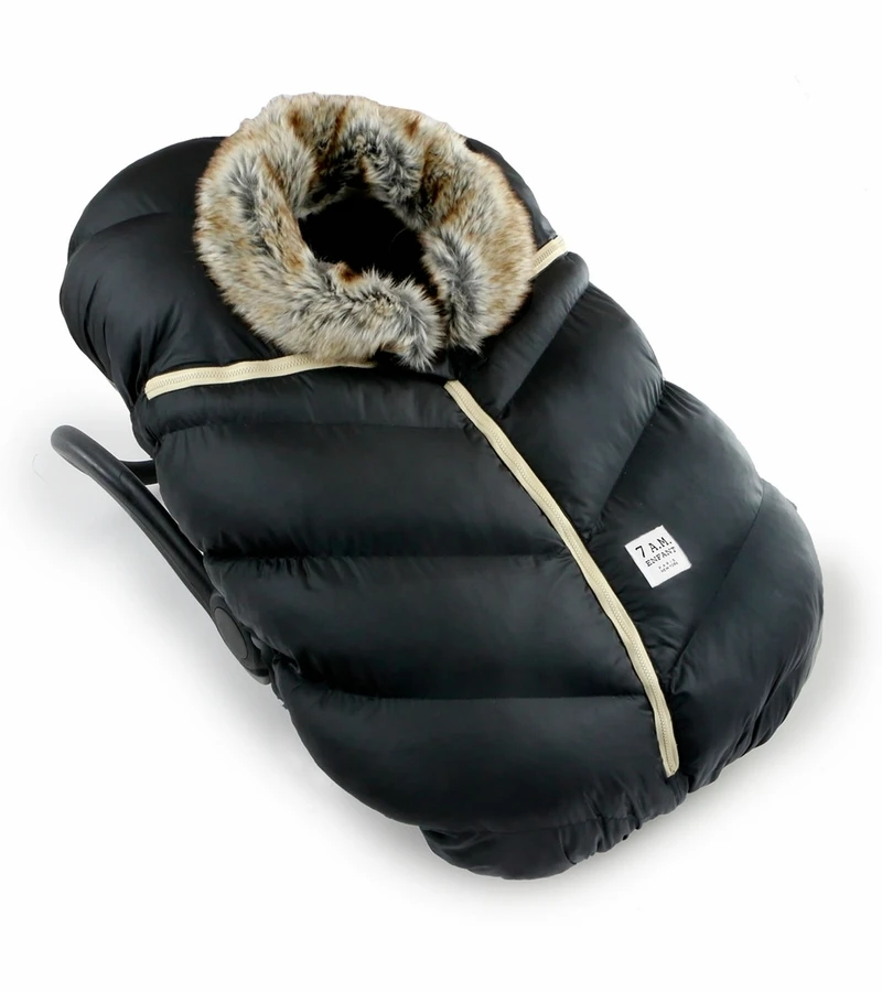 7 A.M. Enfant Cocoon Car Seat Cover - Black Faux Fur 2 7 A.M. Enfant Cocoon Car Seat Cover - Black Faux Fur - Image 2