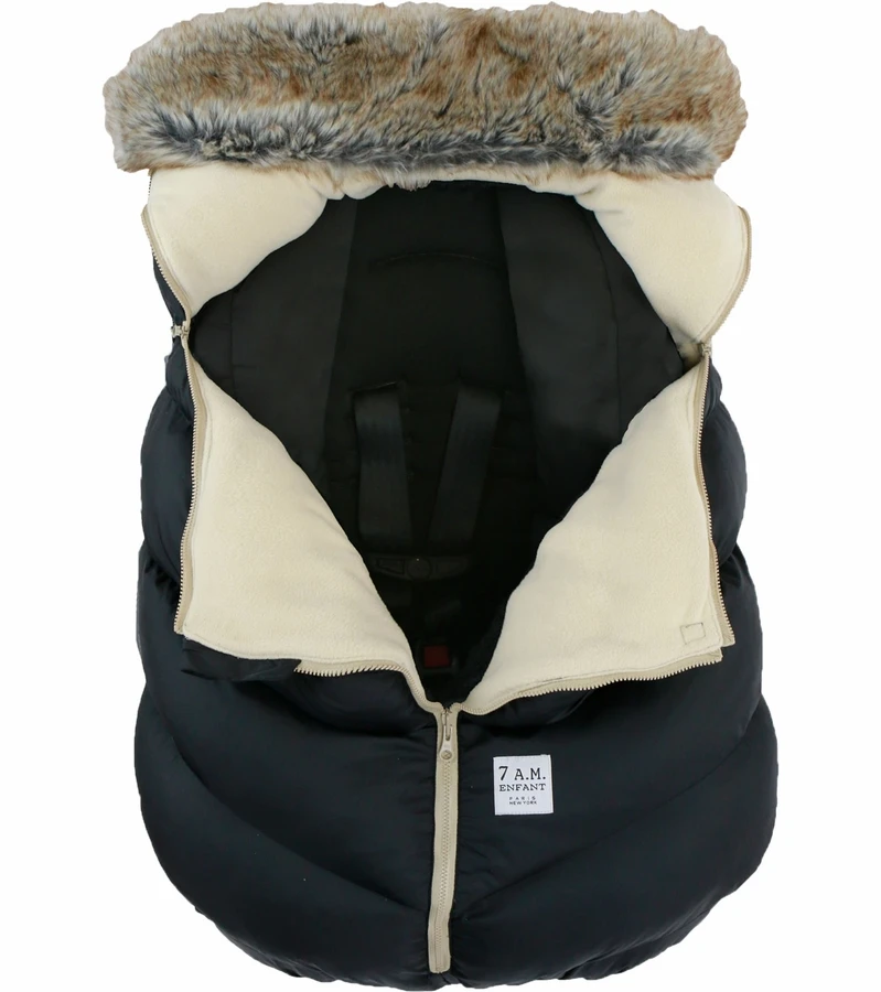 7 A.M. Enfant Cocoon Car Seat Cover - Black Faux Fur 3 7 A.M. Enfant Cocoon Car Seat Cover - Black Faux Fur - Image 3