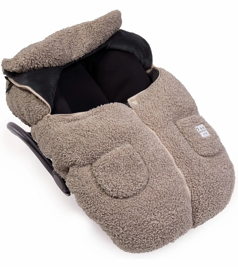7 A.M. Enfant Cocoon Car Seat Cover - Teddy - Oatmeal Teddy 3 7 A.M. Enfant Cocoon Car Seat Cover - Teddy - Oatmeal Teddy - Image 3