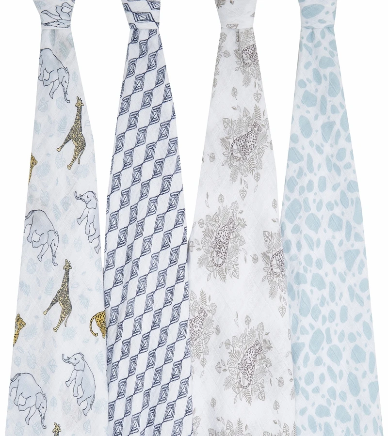 Aden + Anais Classic Swaddle Wraps, 4 Pack - Jungle 1 Aden + Anais Classic Swaddle Wraps, 4 Pack - Jungle