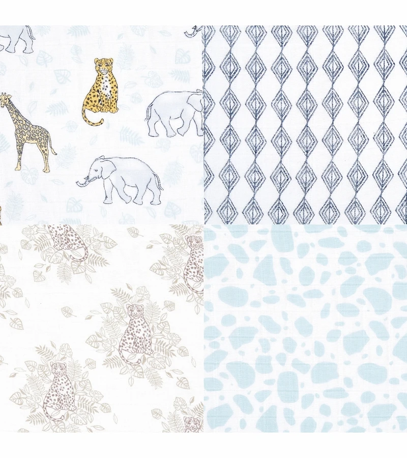 Aden + Anais Classic Swaddle Wraps, 4 Pack - Jungle 4 Aden + Anais Classic Swaddle Wraps, 4 Pack - Jungle - Image 4