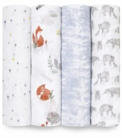 Aden + Anais Classic Swaddle Wraps, 4 Pack - Naturally