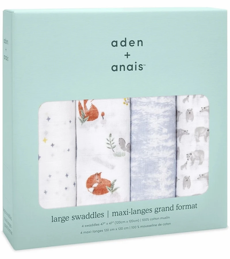 Aden + Anais Classic Swaddle Wraps, 4 Pack - Naturally 3 Aden + Anais Classic Swaddle Wraps, 4 Pack - Naturally - Image 3