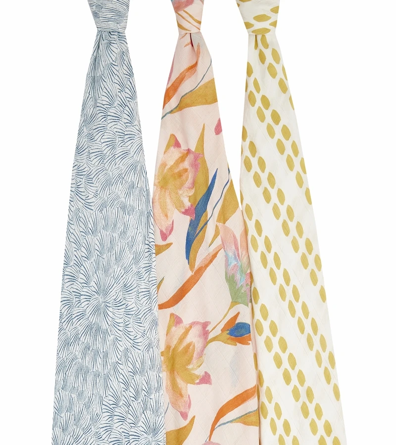 Aden + Anais Silky Soft Swaddles - 3-Pack - Marine Gardens 1 Aden + Anais Silky Soft Swaddles - 3-Pack - Marine Gardens