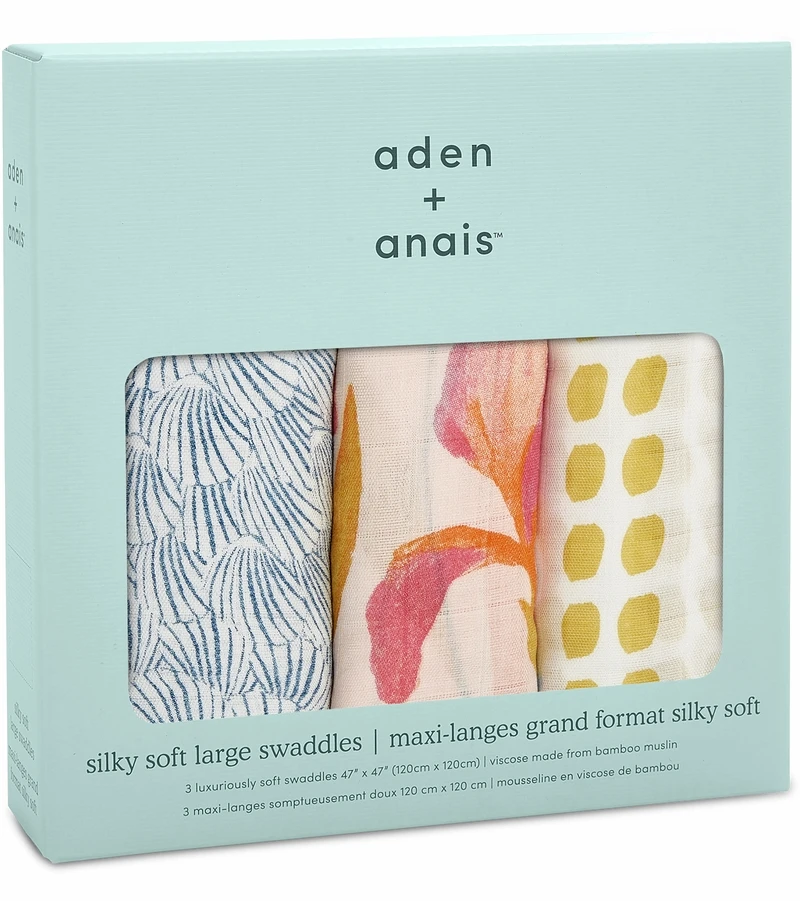 Aden + Anais Silky Soft Swaddles - 3-Pack - Marine Gardens 3 Aden + Anais Silky Soft Swaddles - 3-Pack - Marine Gardens - Image 3
