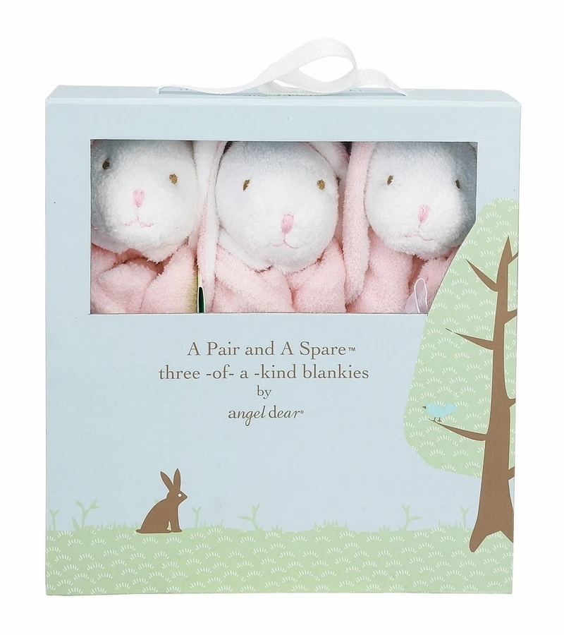 Angel Dear A Pair & A Spare Blankies - Pink Bunny 1 Angel Dear A Pair & A Spare Blankies - Pink Bunny