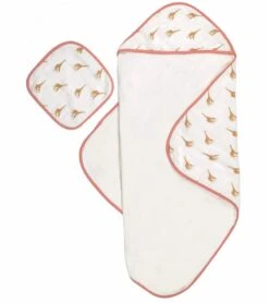 Bamboo Little Hooded Baby Towel & Washcloth Set - Giraffe
