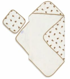 Bamboo Little Hooded Baby Towel & Washcloth Set - Lion