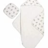 Bamboo Little Hooded Baby Towel & Washcloth Set - Zebra