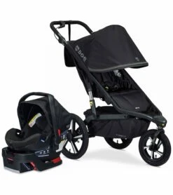 BOB Alterrain Pro Single Jogging Stroller + Britax B-Safe Ultra Gen1 Infant Car Seat Travel System Bundle - Black/Midnight