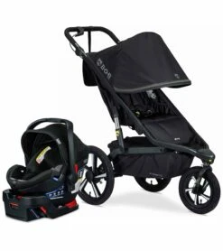 BOB Alterrain Pro Single Jogging Stroller + Britax B-Safe Ultra Gen1 Infant Car Seat Travel System Bundle - Black/StayClean Gray