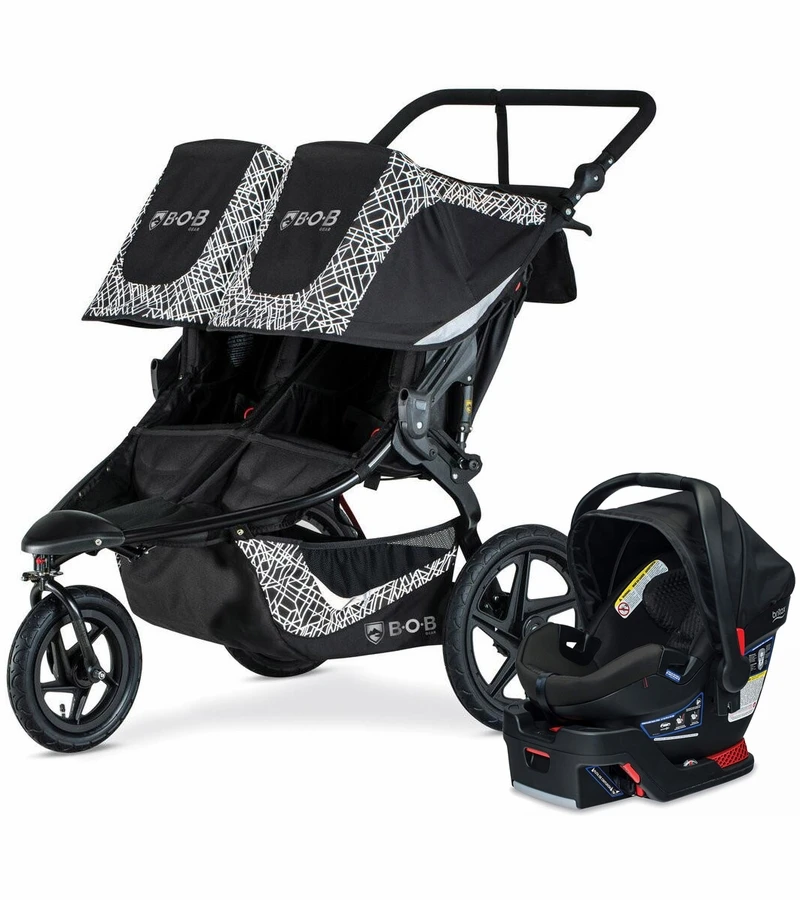 BOB Revolution Flex 3.0 Duallie Double Jogging Stroller + Britax Ultra Gen1 Infant Car Seat Travel System Bundle - Lunar Black/Midnight 1 BOB Revolution Flex 3.0 Duallie Double Jogging Stroller + Britax Ultra Gen1 Infant Car Seat Travel System Bundle - Lunar Black/Midnight