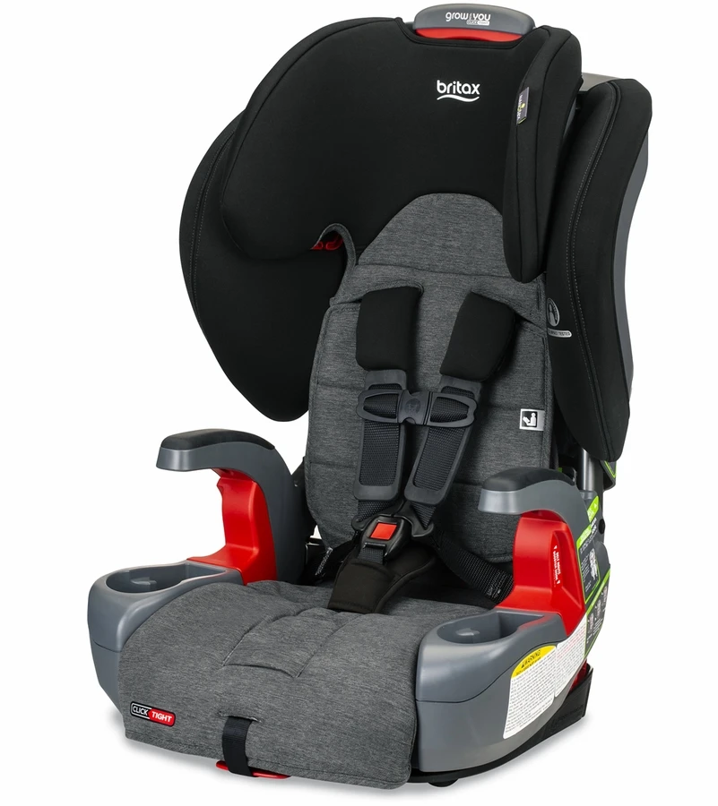 Britax Grow With You Clicktight Harness Booster Car Seat - StayClean Gray 1 Britax Grow With You Clicktight Harness Booster Car Seat - StayClean Gray