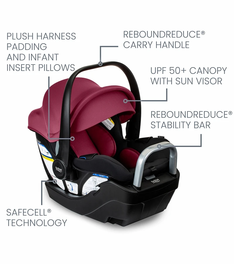 Britax Willow S Infant Car Seat With Alpine Anti-Rebound Base - Ruby Onyx 3 Britax Willow S Infant Car Seat With Alpine Anti-Rebound Base - Ruby Onyx - Image 3