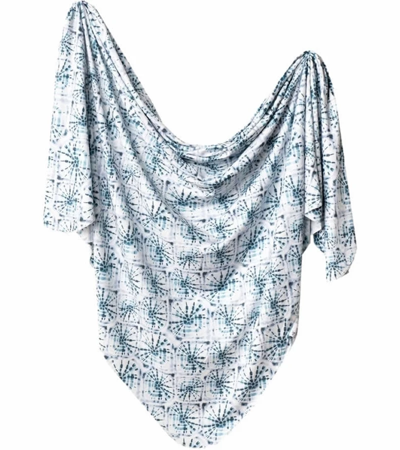 Copper Pearl Knit Swaddle Blanket - Indigo 1 Copper Pearl Knit Swaddle Blanket - Indigo