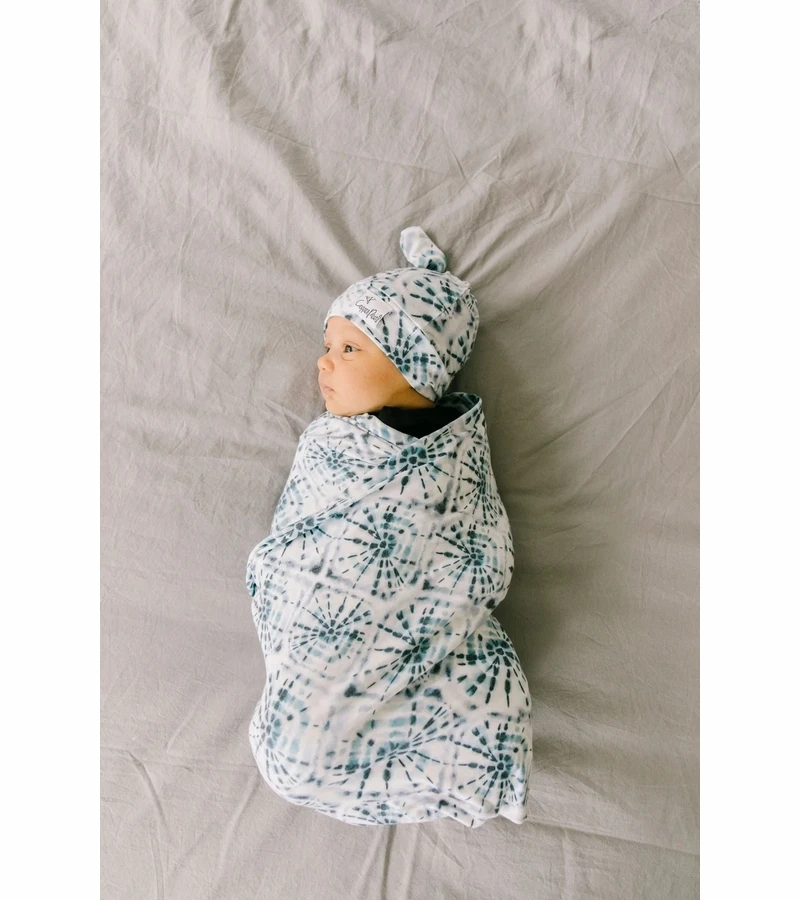 Copper Pearl Knit Swaddle Blanket - Indigo 5 Copper Pearl Knit Swaddle Blanket - Indigo - Image 5