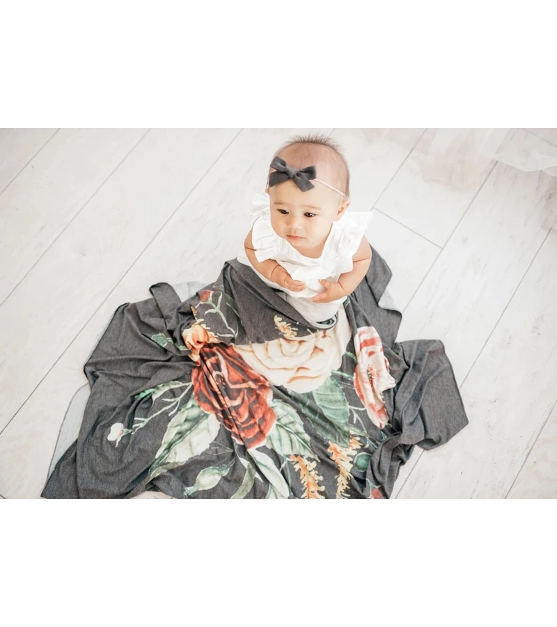 Copper Pearl Knit Swaddle Blanket - Raven 4 Copper Pearl Knit Swaddle Blanket - Raven - Image 4