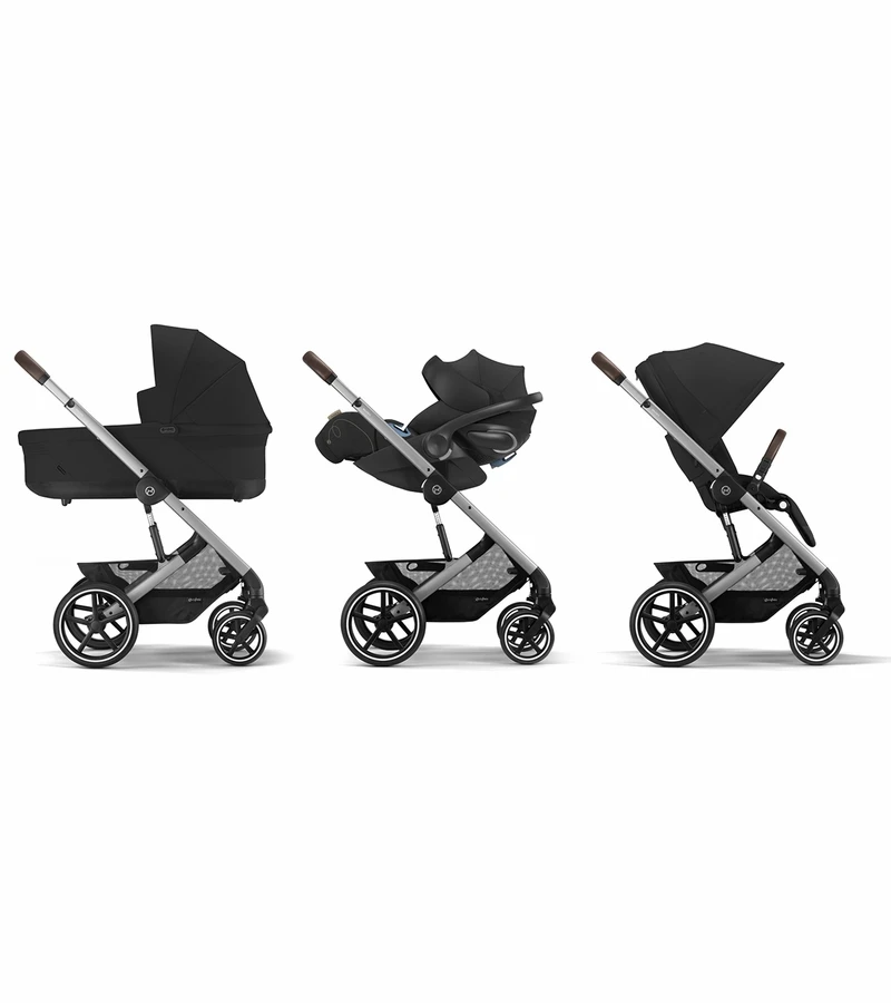 Cybex Balios S Lux 2 Stroller + Aton 2 SensorSafe Travel System Bundle - Taupe Frame / Seashell Beige / Lavastone Black 3 Cybex Balios S Lux 2 Stroller + Aton 2 SensorSafe Travel System Bundle - Taupe Frame / Seashell Beige / Lavastone Black - Image 3