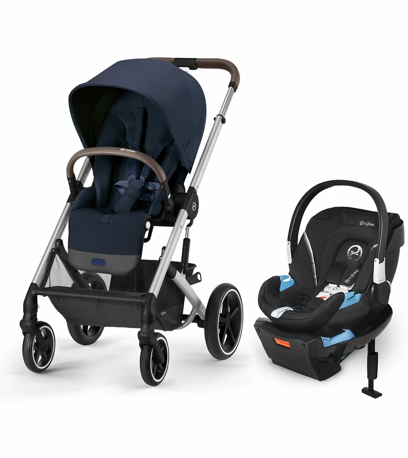 Cybex Balios S Lux 2 Stroller + Aton 2 SensorSafe Travel System Bundle - Silver Frame / Ocean Blue / Lavastone Black 1 Cybex Balios S Lux 2 Stroller + Aton 2 SensorSafe Travel System Bundle - Silver Frame / Ocean Blue / Lavastone Black