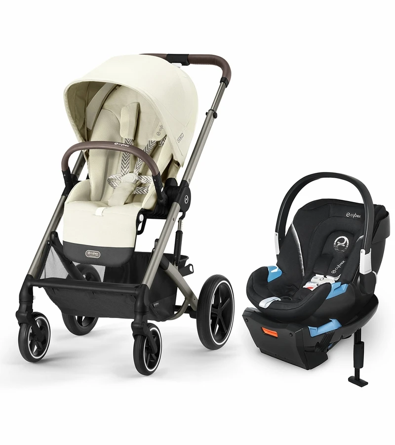 Cybex Balios S Lux 2 Stroller + Aton 2 SensorSafe Travel System Bundle - Taupe Frame / Seashell Beige / Lavastone Black 1 Cybex Balios S Lux 2 Stroller + Aton 2 SensorSafe Travel System Bundle - Taupe Frame / Seashell Beige / Lavastone Black