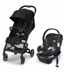 Cybex Beezy 2 Compact Stroller + Aton 2 SensorSafe Travel System Bundle - Moon Black / Lavastone Black