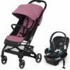 Cybex Beezy Compact Stroller + Aton 2 SensorSafe Travel System Bundle - Magnolia Pink / Lavastone Black
