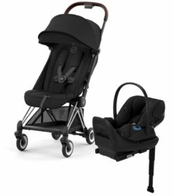 Cybex COYA Compact Stroller + Cloud G Lux SensorSafe Travel System Bundle - Chrome / Sepia Black / Moon Black