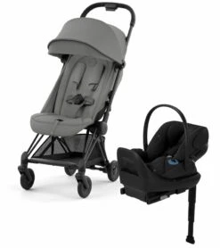 Cybex COYA Compact Stroller + Cloud G Lux SensorSafe Travel System Bundle - Matte Black / Mirage Grey / Moon Black