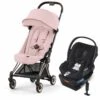 Cybex COYA Compact Stroller + Cloud Q SensorSafe Travel System Bundle - Rose Gold / Peach Pink / Stardust Black