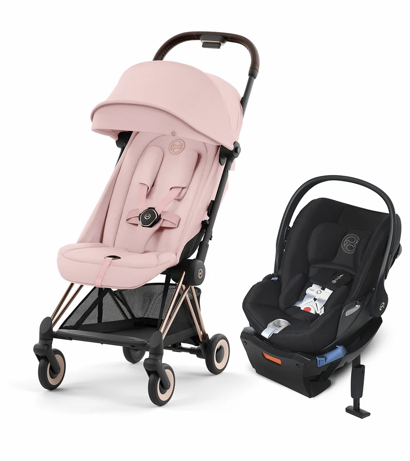 Cybex COYA Compact Stroller + Cloud Q SensorSafe Travel System Bundle - Rose Gold / Peach Pink / Stardust Black 1 Cybex COYA Compact Stroller + Cloud Q SensorSafe Travel System Bundle - Rose Gold / Peach Pink / Stardust Black