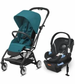 Cybex Eezy S Twist 2 Stroller + Aton 2 SensorSafe Travel System Bundle - River Blue / Lavastone Black