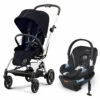 Cybex Eezy S Twist +2 V2 Stroller + Aton 2 Sensorsafe Travel System Bundle - Ocean Blue / Lavastone Black