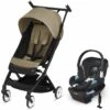 Cybex Libelle Compact Stroller + Aton 2 SensorSafe Travel System Bundle - Classic Beige / Lavastone Black