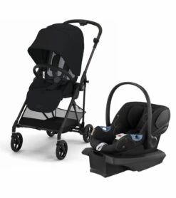 Cybex Melio Carbon 3 + Aton G Travel System Bundle - Moon Black / Moon Black