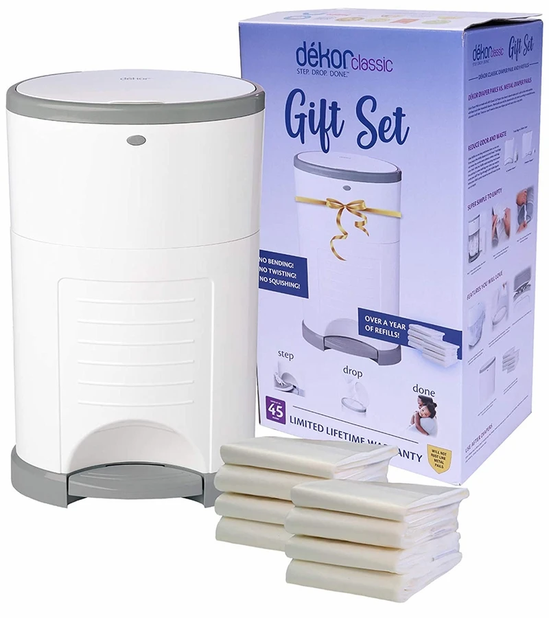 Dekor Classic Diaper Pail Gift Set - White 1 Dekor Classic Diaper Pail Gift Set - White