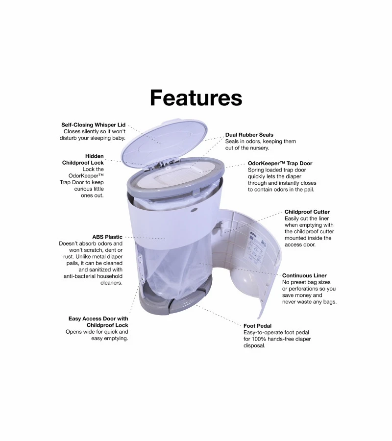 Dekor Classic Diaper Pail Gift Set - White 2 Dekor Classic Diaper Pail Gift Set - White - Image 2