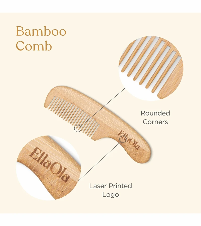 EllaOla 3-Piece Bamboo Brush & Comb Set 6 EllaOla 3-Piece Bamboo Brush & Comb Set - Image 6