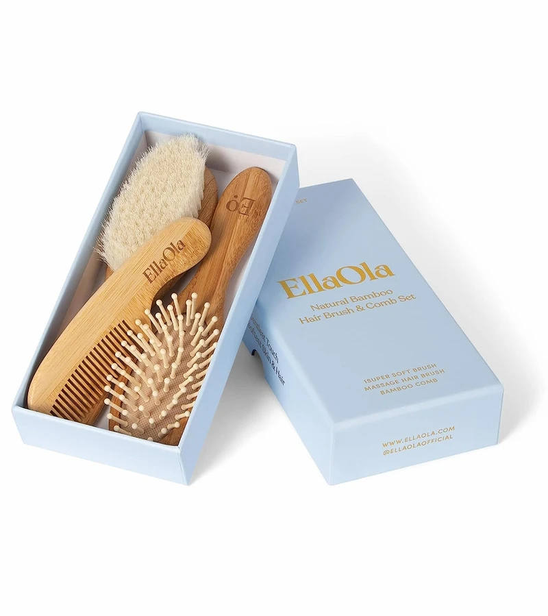 EllaOla 3-Piece Bamboo Brush & Comb Set 1 EllaOla 3-Piece Bamboo Brush & Comb Set