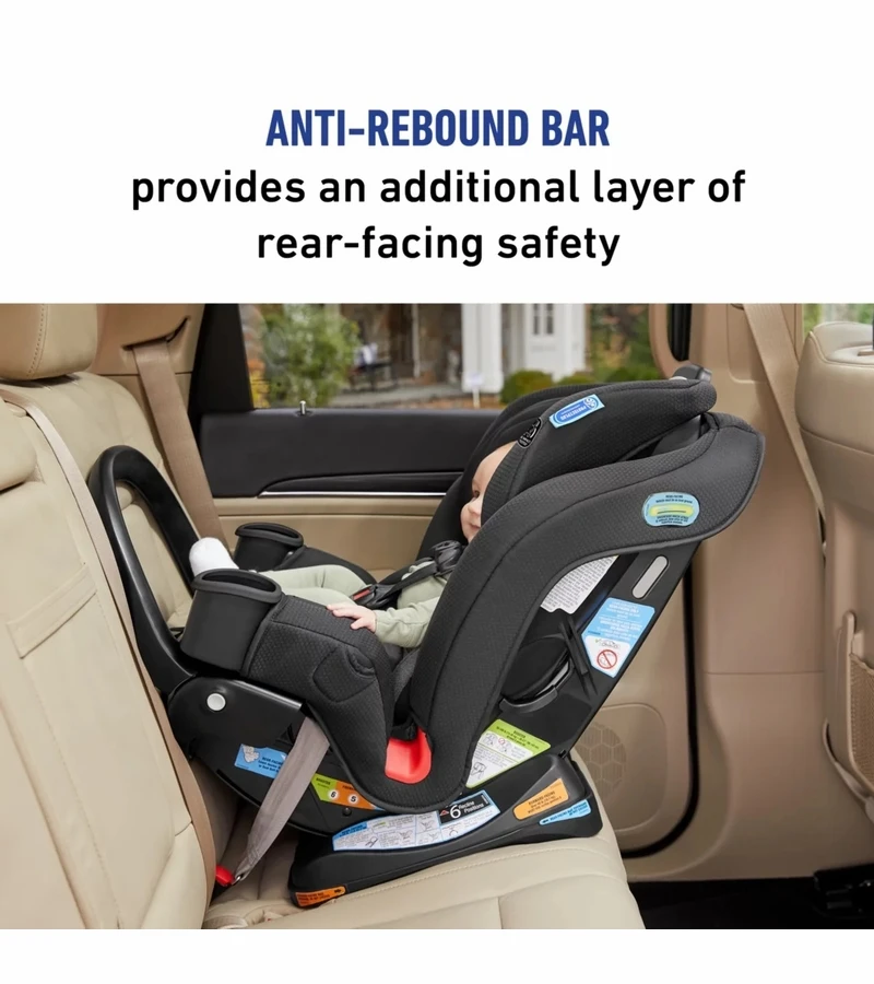 Graco Extend2Fit 3-in-1 Convertible Car Seat With Anti-Rebound Bar - Zane 4 Graco Extend2Fit 3-in-1 Convertible Car Seat With Anti-Rebound Bar - Zane - Image 4