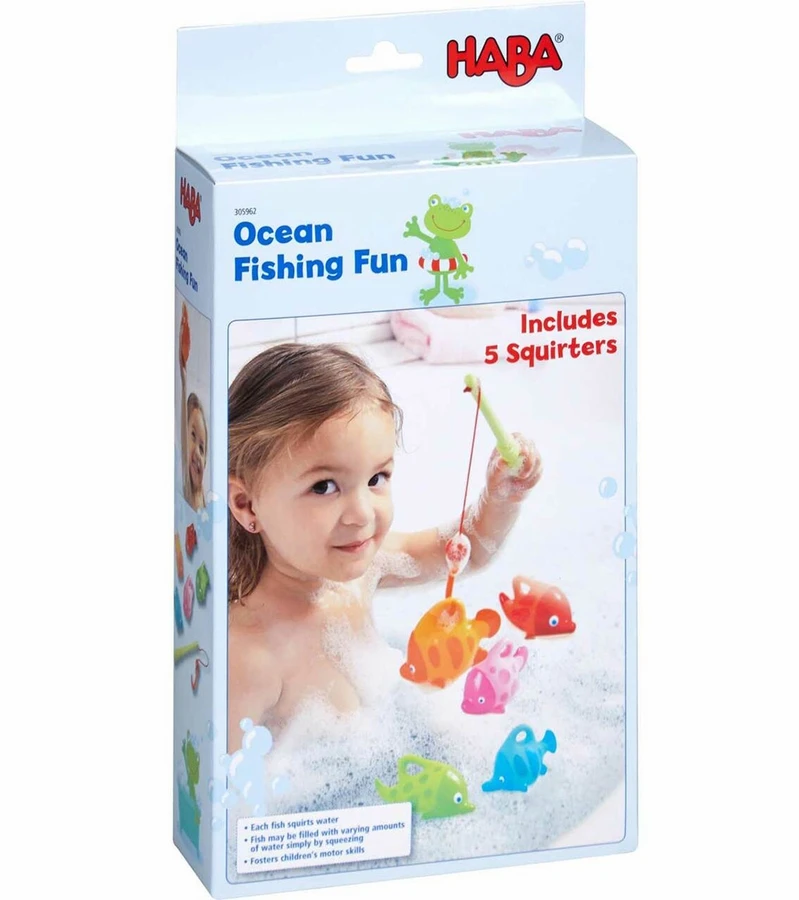 HABA Ocean Fishing Fun Bath Toy With 5 Squirting Fish 5 HABA Ocean Fishing Fun Bath Toy With 5 Squirting Fish - Image 5
