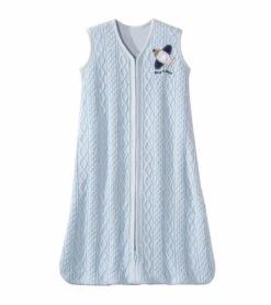 Halo SleepSack 100% Cotton Cable Sweater Knit Wearable Blanket In Blue Airplane - Small
