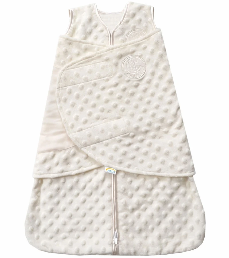 HALO SleepSack Swaddle, Velboa, Cream Plush Dots, Newborn 1 HALO SleepSack Swaddle, Velboa, Cream Plush Dots, Newborn