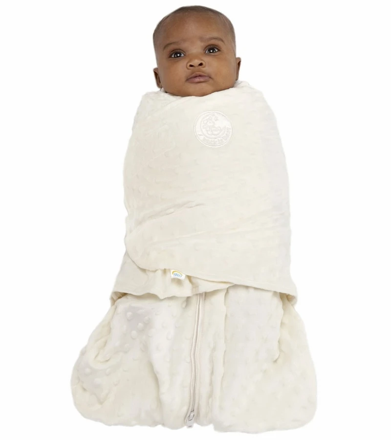 HALO SleepSack Swaddle, Velboa, Cream Plush Dots, Newborn 2 HALO SleepSack Swaddle, Velboa, Cream Plush Dots, Newborn - Image 2