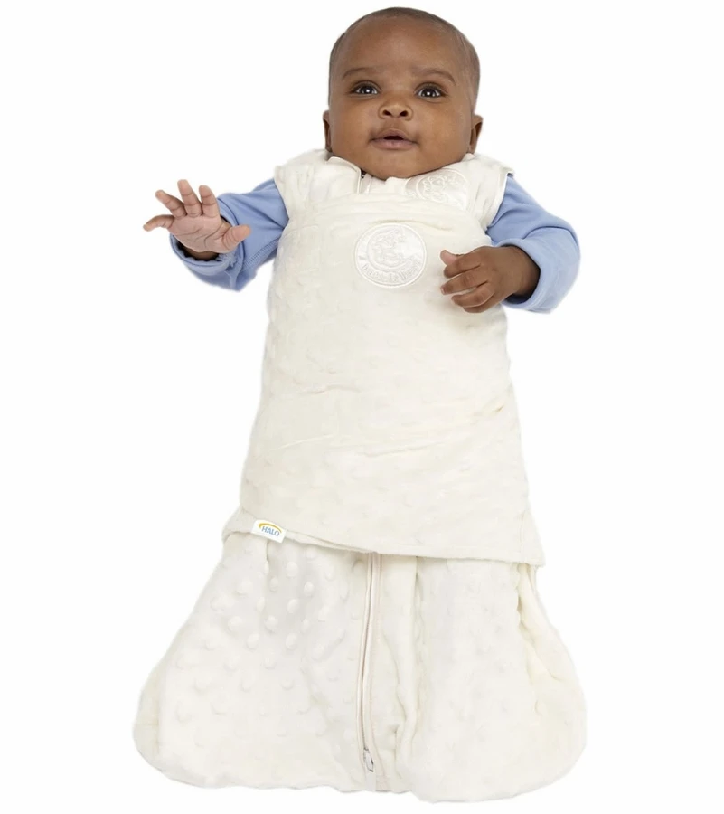HALO SleepSack Swaddle, Velboa, Cream Plush Dots, Newborn 3 HALO SleepSack Swaddle, Velboa, Cream Plush Dots, Newborn - Image 3
