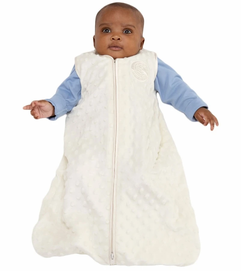 HALO SleepSack Wearable Blanket, Velboa, Cream Plush Dots, Small 2 HALO SleepSack Wearable Blanket, Velboa, Cream Plush Dots, Small - Image 2