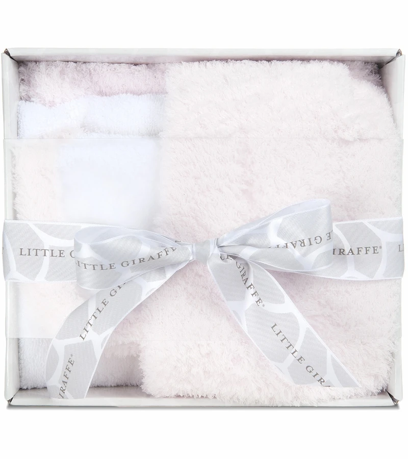 Little Giraffe Splash & Dry Chenille Towel & Washcloth Set In Pink 2 Little Giraffe Splash & Dry Chenille Towel & Washcloth Set In Pink - Image 2