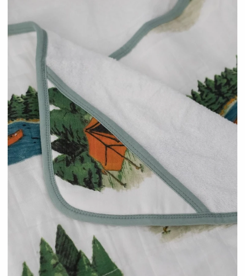 Little Unicorn Cotton Big Kid Hooded Towel - Happy Camper 3 Little Unicorn Cotton Big Kid Hooded Towel - Happy Camper - Image 3