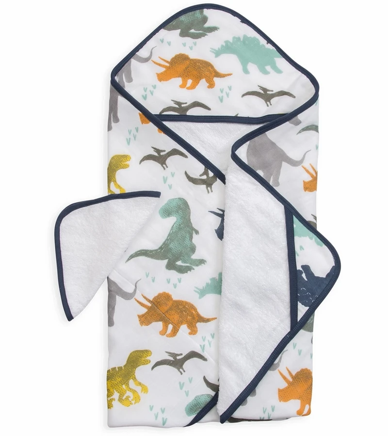Little Unicorn Cotton Hooded Towel & Washcloth - Dino Friends 1 Little Unicorn Cotton Hooded Towel & Washcloth - Dino Friends