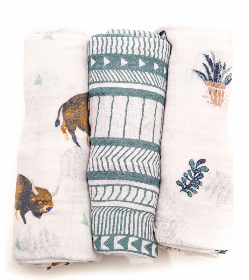 Little Unicorn Cotton Muslin Swaddle 3-Pack - Bison 1 Little Unicorn Cotton Muslin Swaddle 3-Pack - Bison